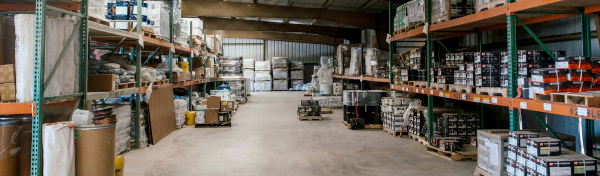 A warehouse with materials for concrete projects